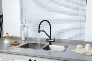 Смесители для кухни Gappo G4398-89 под фильтр с гибким изливом оружейная сталь